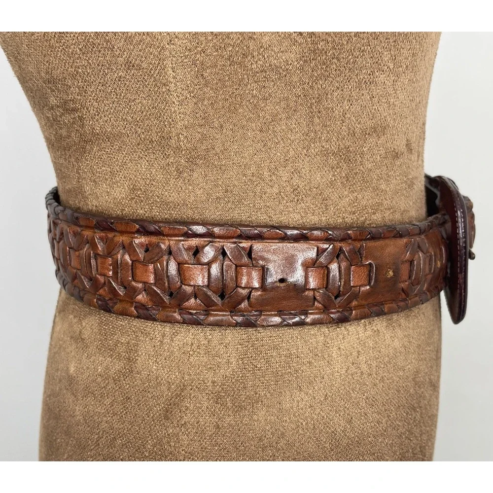 Vintage Boho Womens Leather Belt Size 22